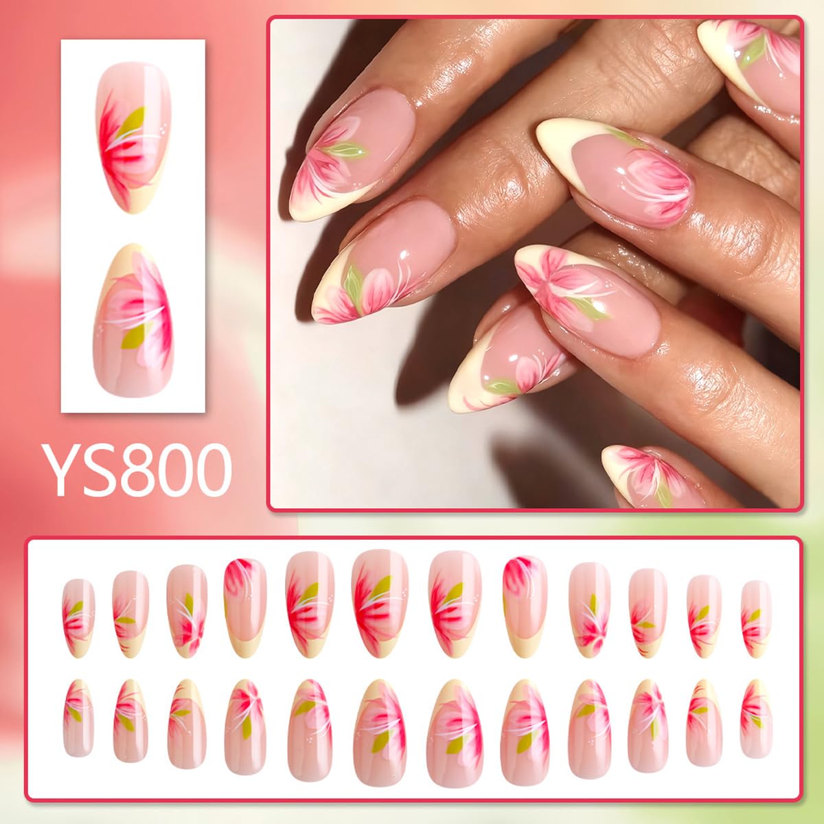Rdntbeu 24-piece nail layout displayed by size, quick selection benefit