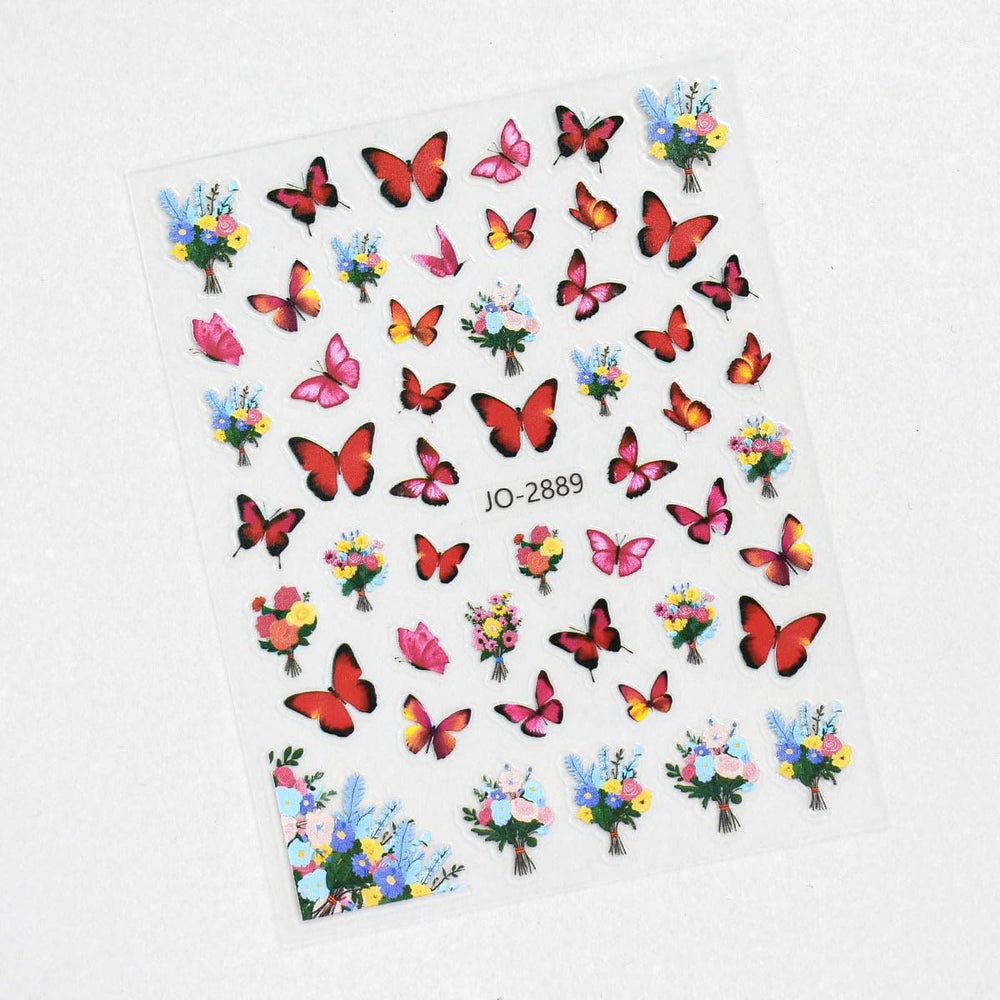 Rdntbeu full sticker sheet layout showing variety of butterflies and flowers