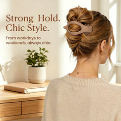 RDUQM lifestyle image with clips paired to outfit for polished everyday look