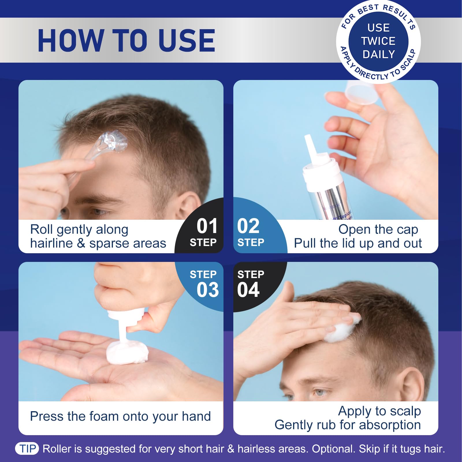 RDVHDLW foam being applied to scalp demonstrating easy application