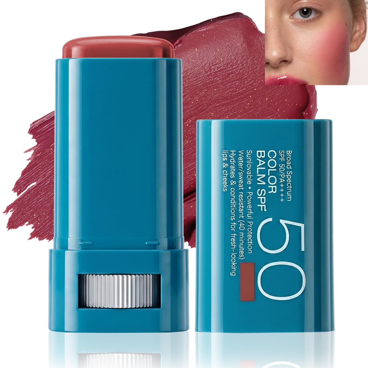 Re. Misoo front stick berry showing compact sunscreen blush and tint benefit
