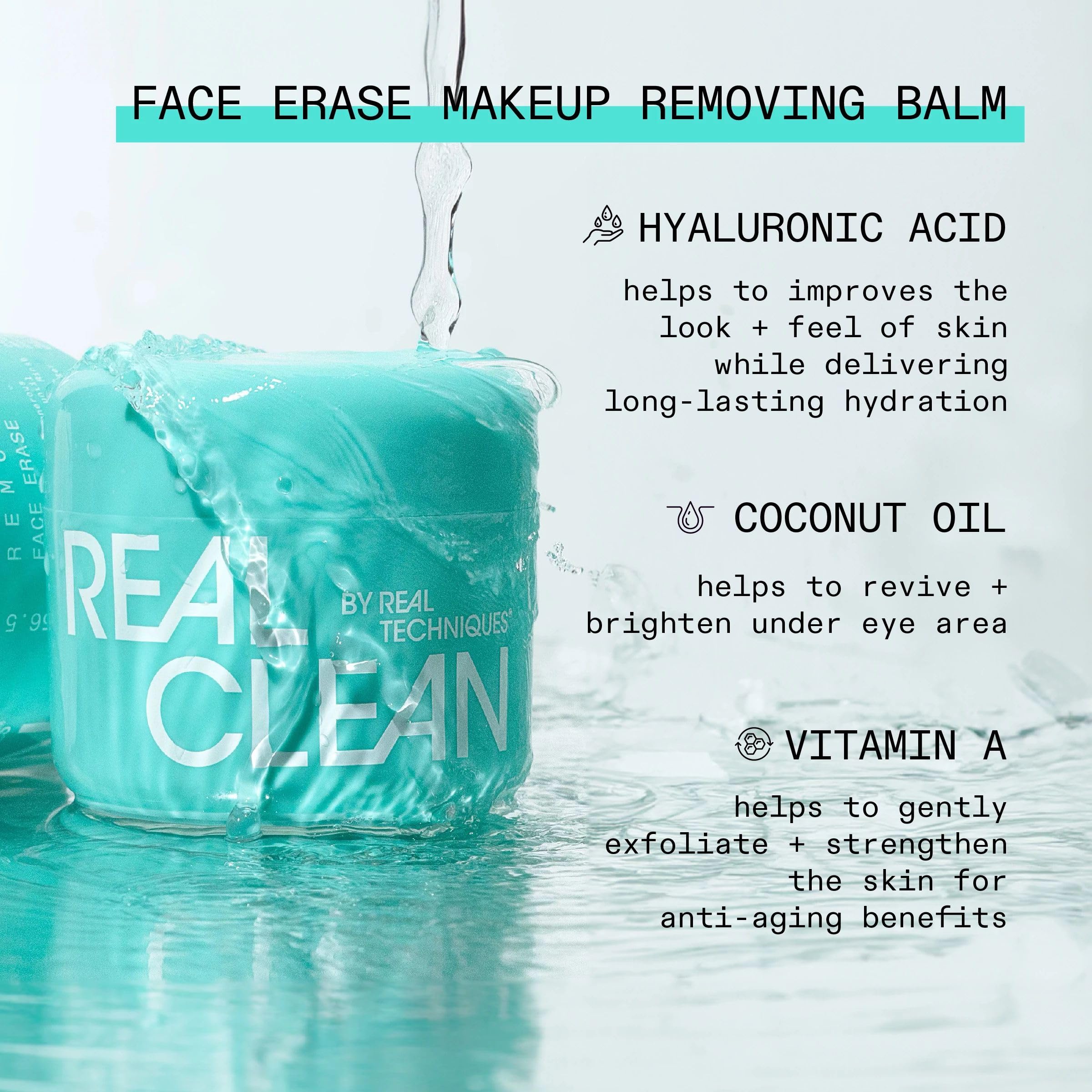 Real Techniques balm being massaged on dry skin to dissolve makeup