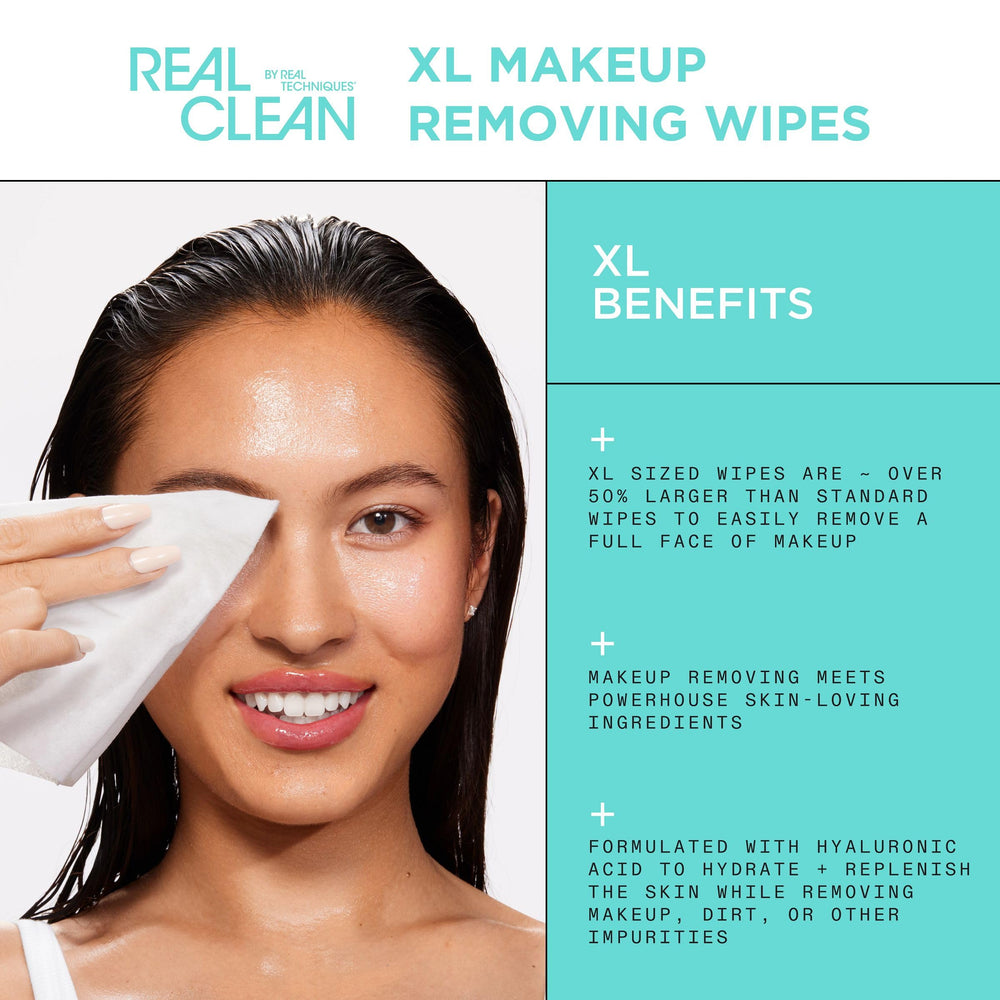 Real Techniques wipe lifting waterproof mascara demonstrating effective removal