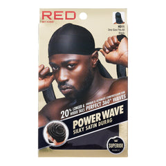 Red by Kiss durag front view showing sleek black finish and secure fit for clean waves