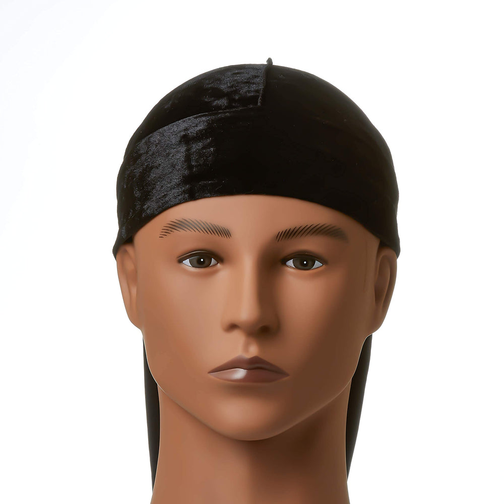 Red by Kiss durag held in hand showing size and easy, one-size convenience