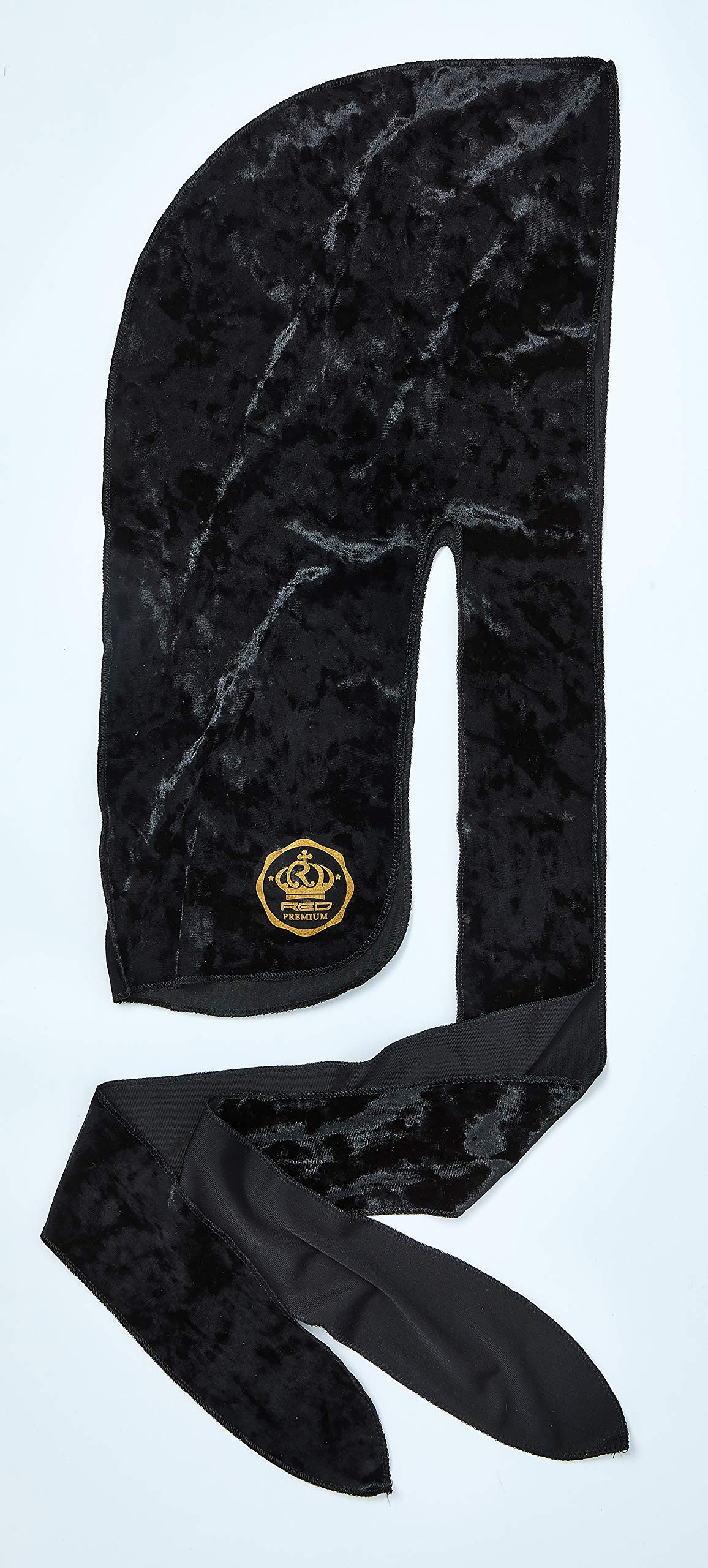 Red by Kiss durag tied at back demonstrating secure fit and wave compression benefit