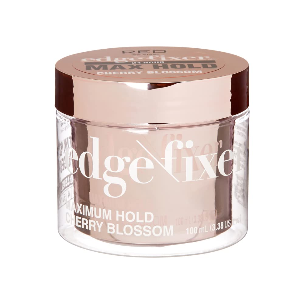 Red by Kiss front jar showing Cherry Blossom scent and polished hold