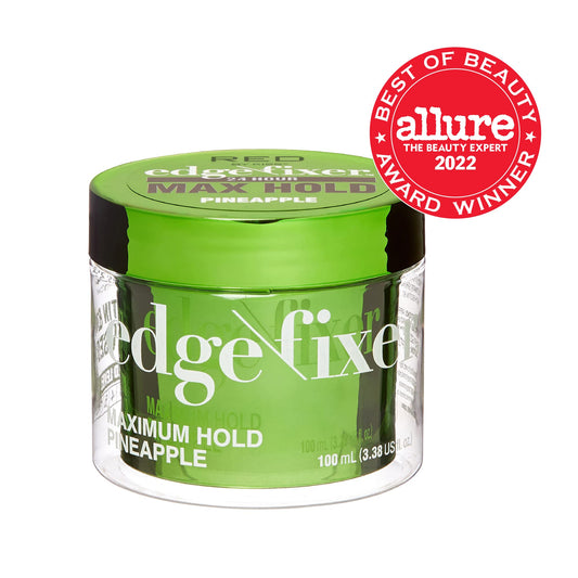 Red by Kiss open jar showing smooth gel texture and glossy shine for precise styling