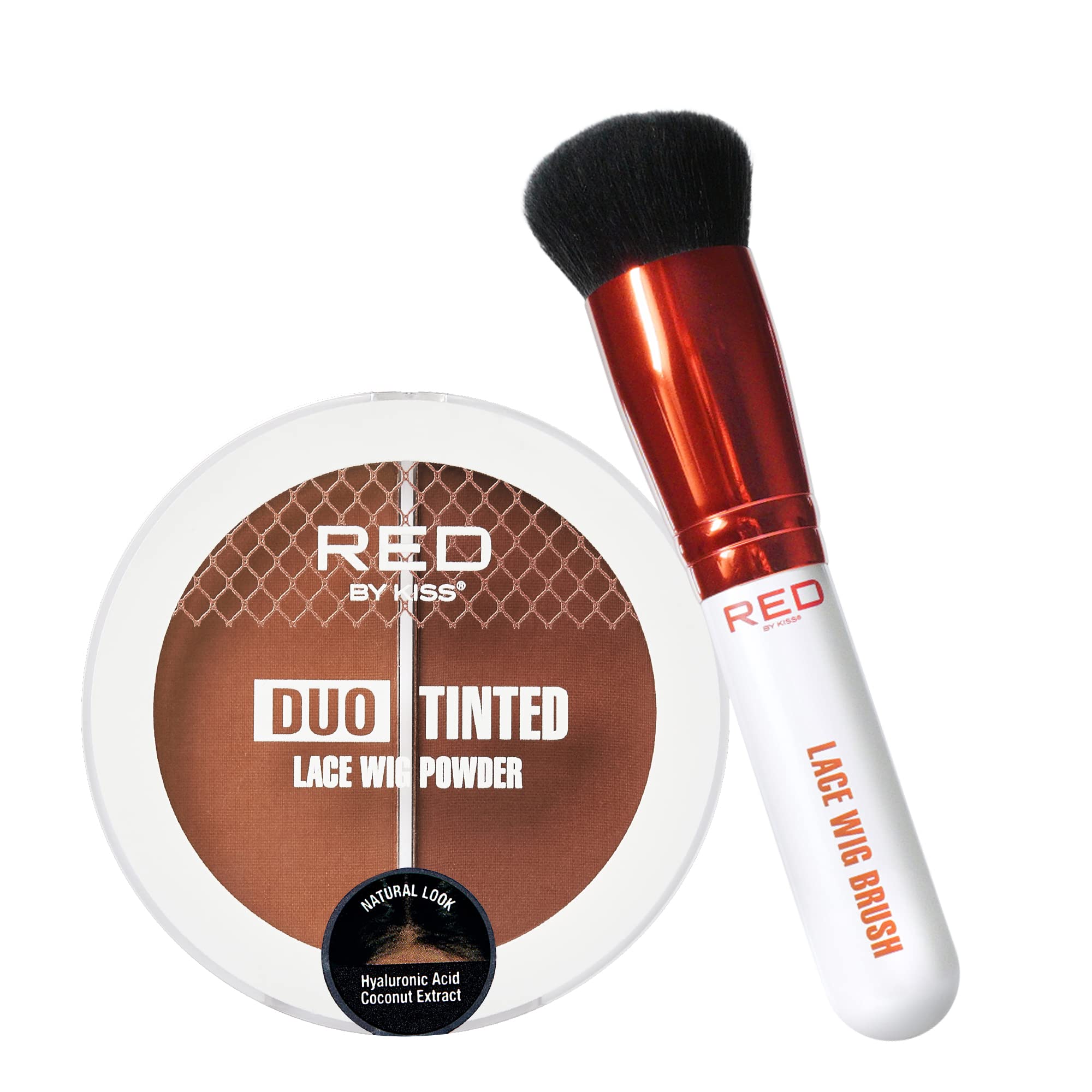 Red by Kiss front packaging open showing compact and brush for easy travel touchups