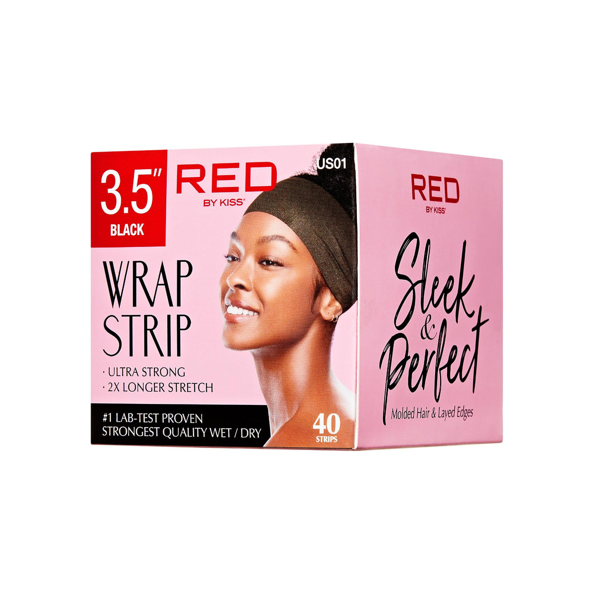 Red by Kiss front packaging showing 44 strips and sizing for quick selection