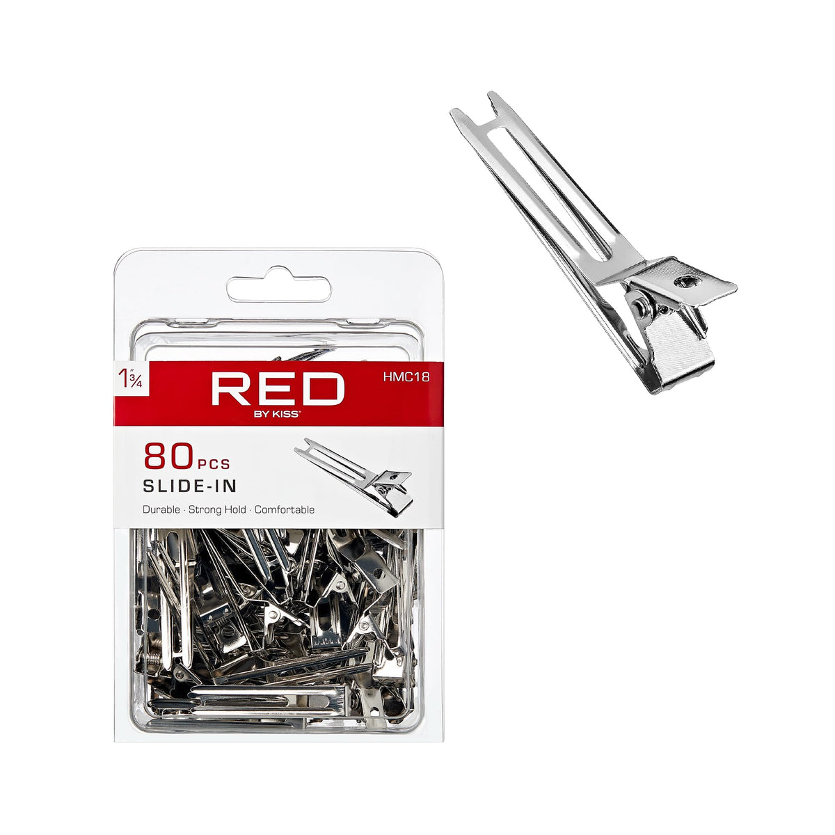 Red by Kiss front packaging showing 80 clips and value