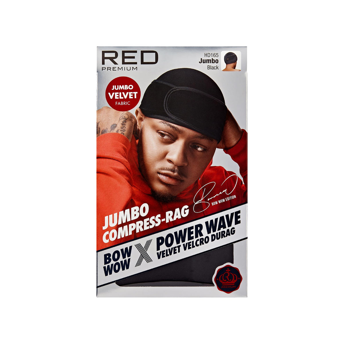 Red by Kiss jumbo velvet durag front view showing sleek fit and coverage benefit