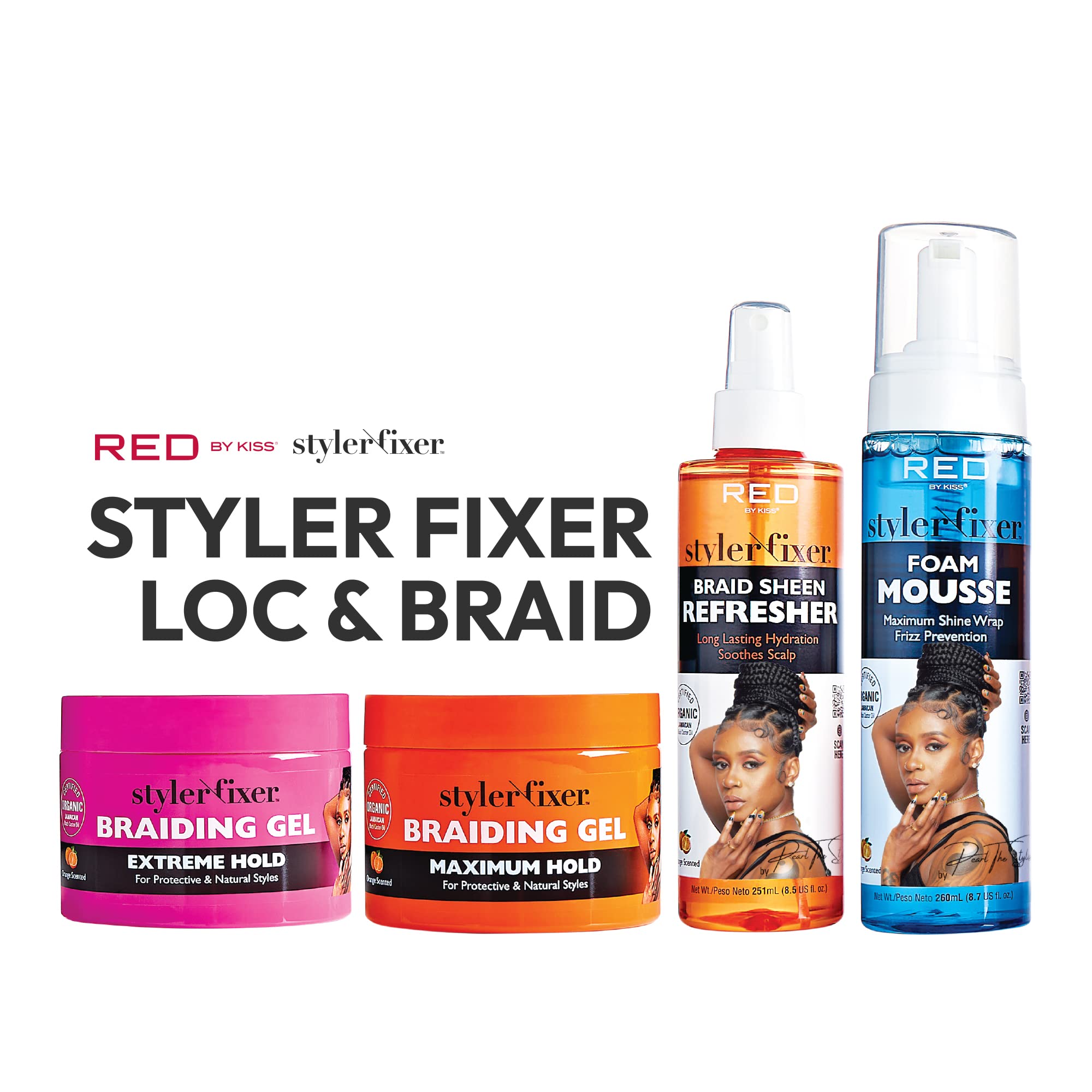 Red by Kiss ingredient label featuring certified organic Jamaican Black Castor Oil detail