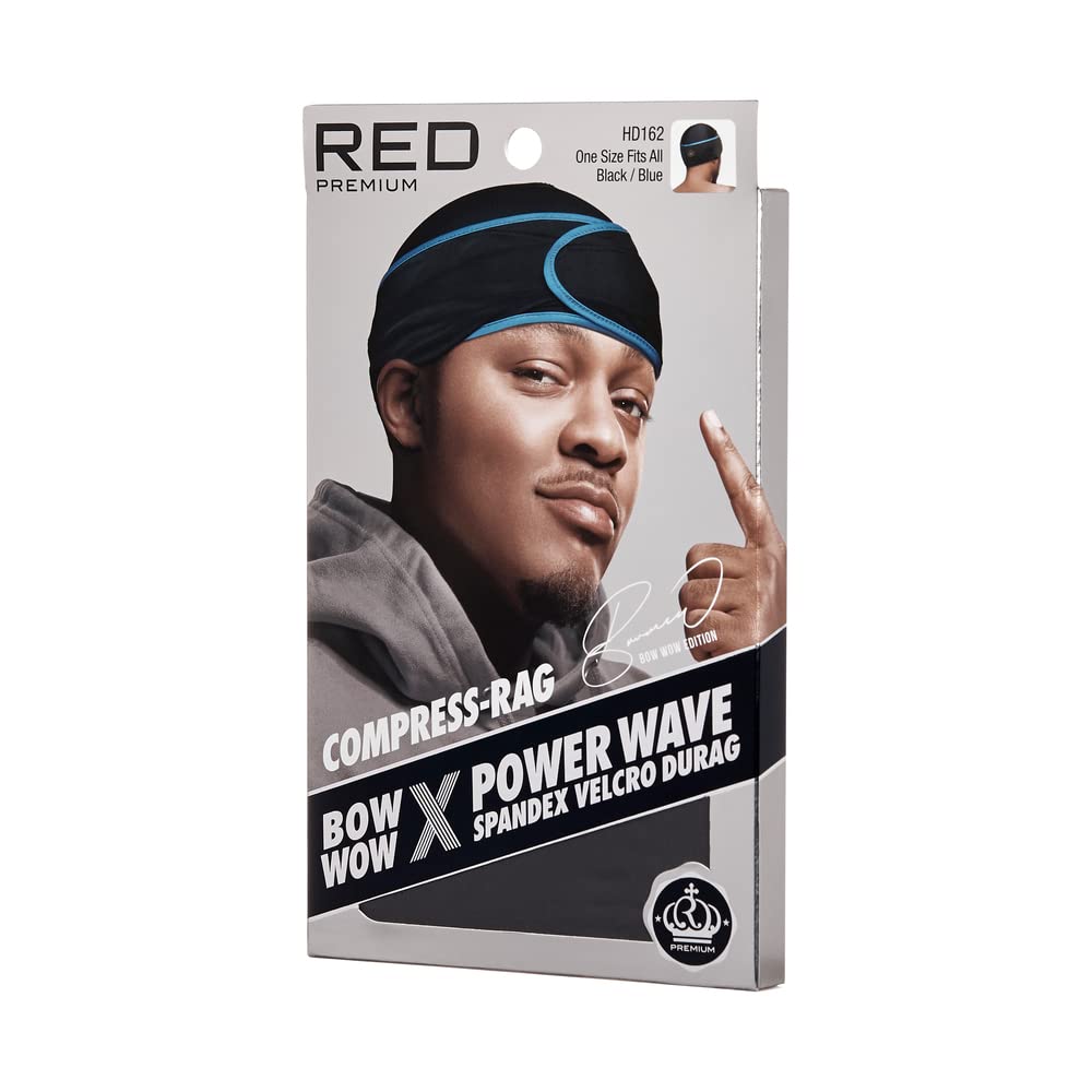 Red by Kiss durag beside ruler for scale to show fit and coverage