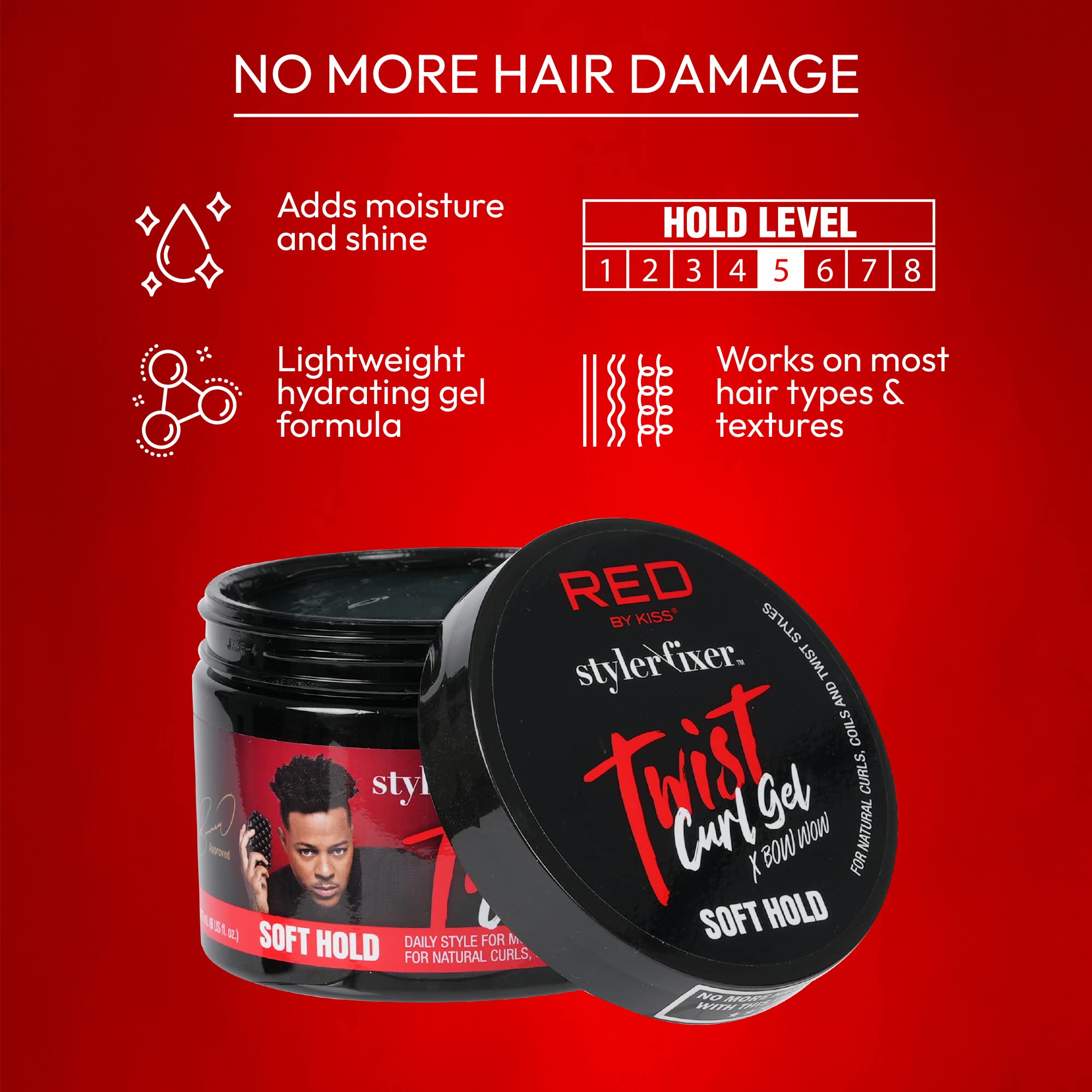 RED by Kiss used with twist sponge showing improved twist definition and control