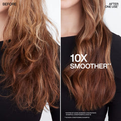 Redken applied to damp mid-lengths and ends for detangling and protection