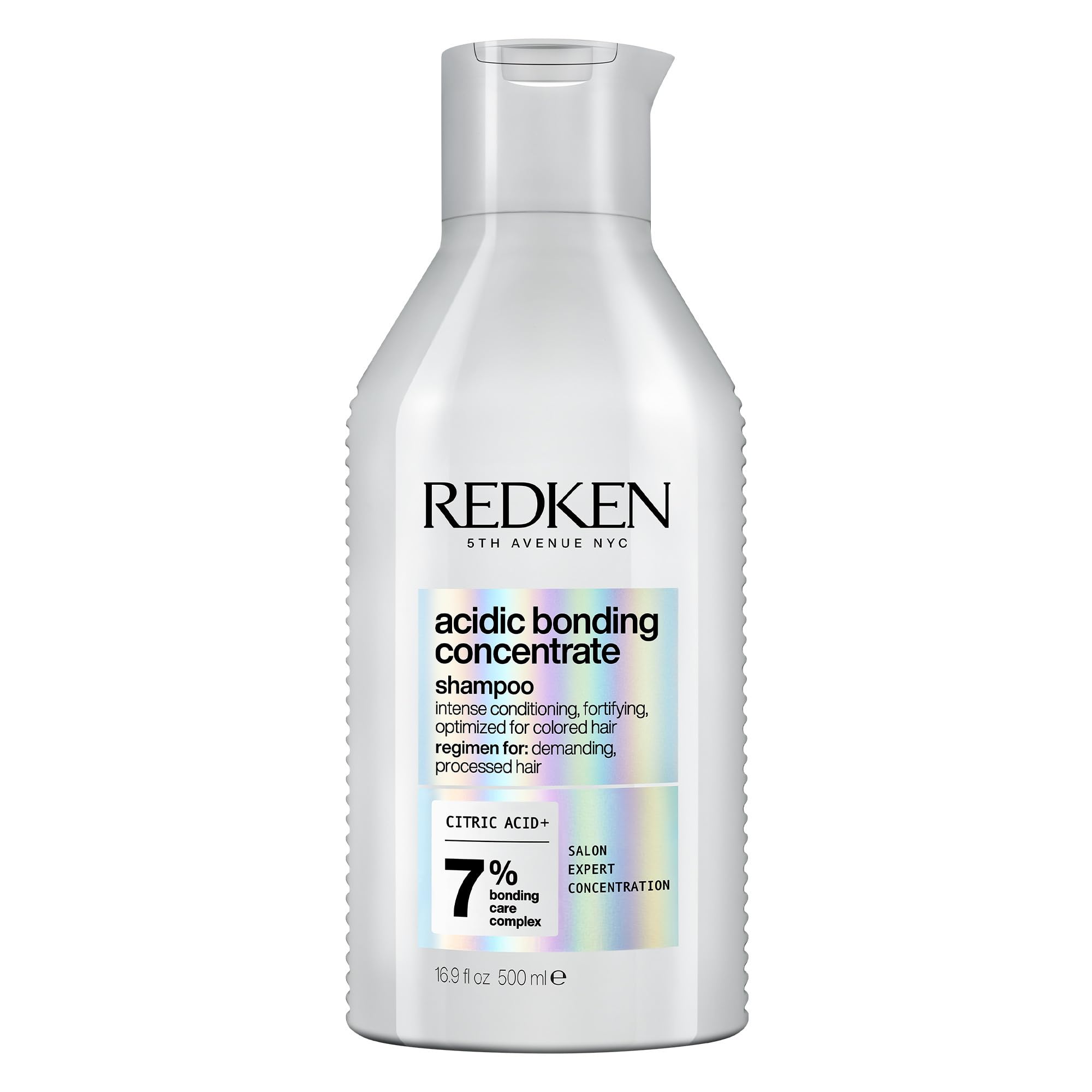 Redken bottle front packaging showing product and professional benefits