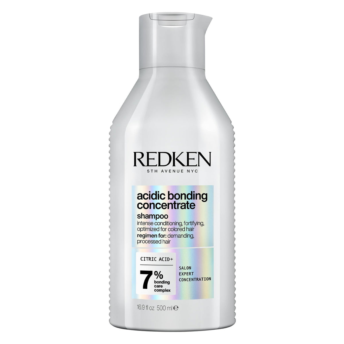 Redken bottle front packaging showing product and professional benefits