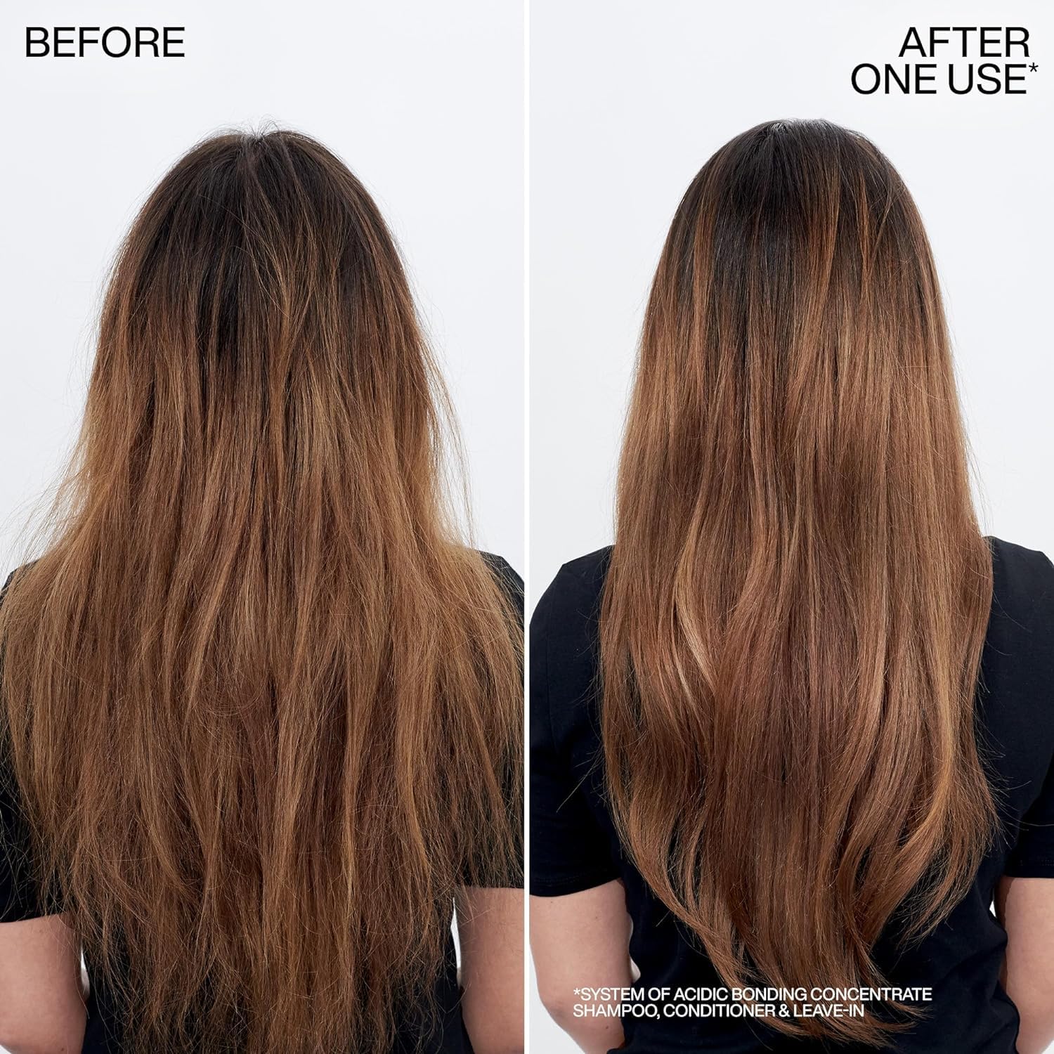 Close-up of Redken label and ingredients list highlighting bonding complex benefit