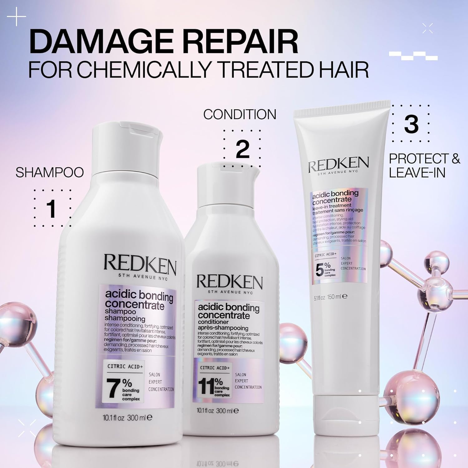 Redken 33.8 fl oz bottle beside common items to show large size benefit