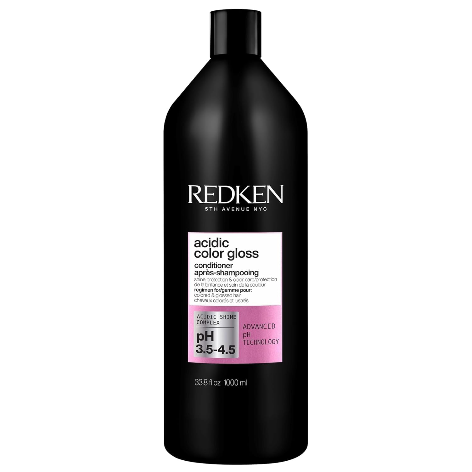 Redken bottle front view showing product and shiny color protection