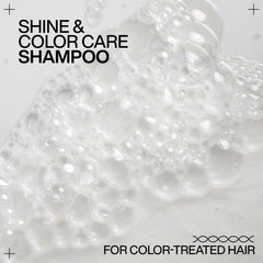 Redken shampoo in shower showing how it seals cuticle for increased shine
