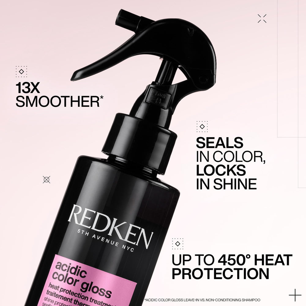 Redken spray nozzle close-up demonstrating easy application and protection