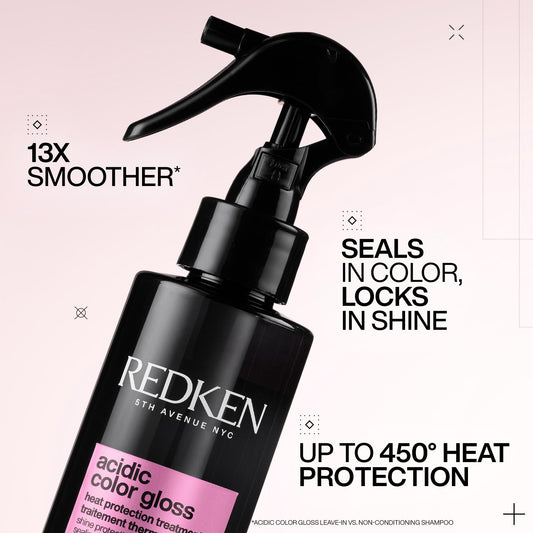 Redken spray nozzle close-up demonstrating easy application and protection