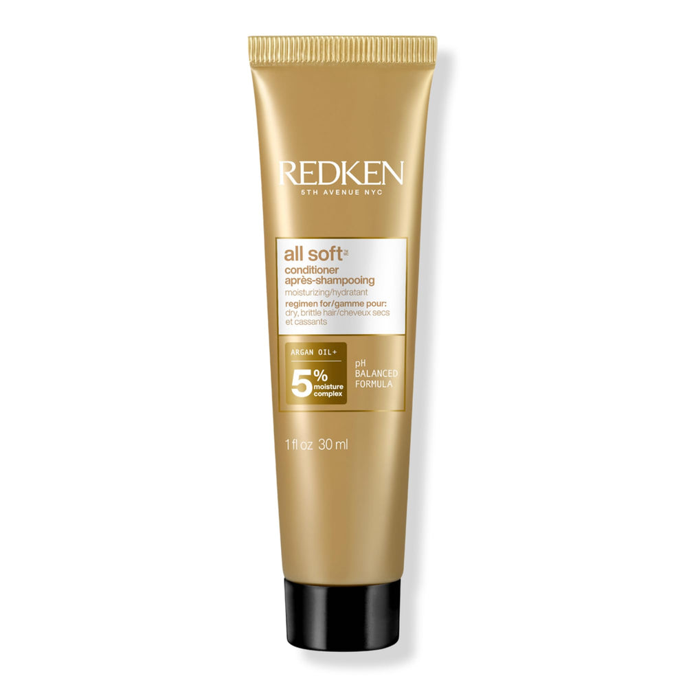Redken All Soft travel front packaging showing brand and softening benefit