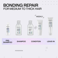 Redken conditioner used by stylist in salon conveying professional repair benefits