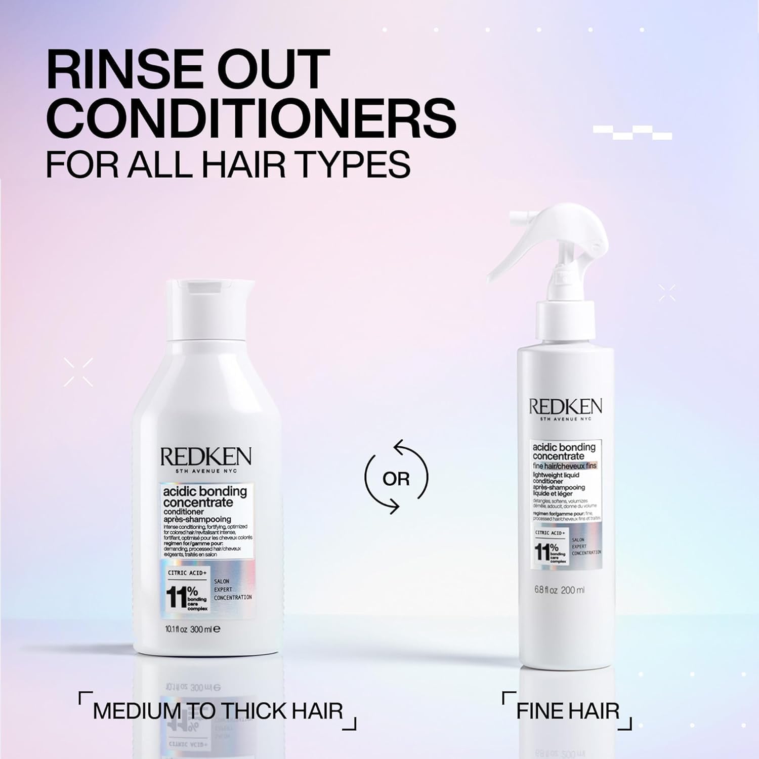 Redken conditioner next to a coin for size and concentrated volume comparison