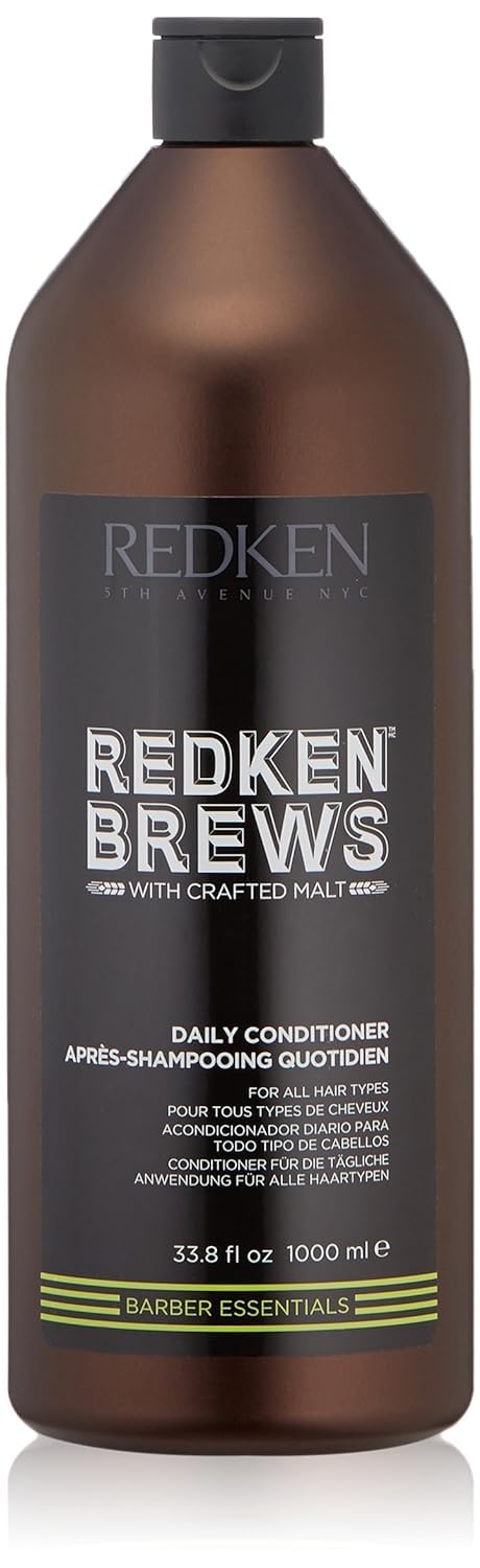 Redken Brews front bottle view showing label and crafted malt scent benefit