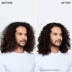 Applying Redken conditioner to wet hair in hand for detangling and reduced breakage