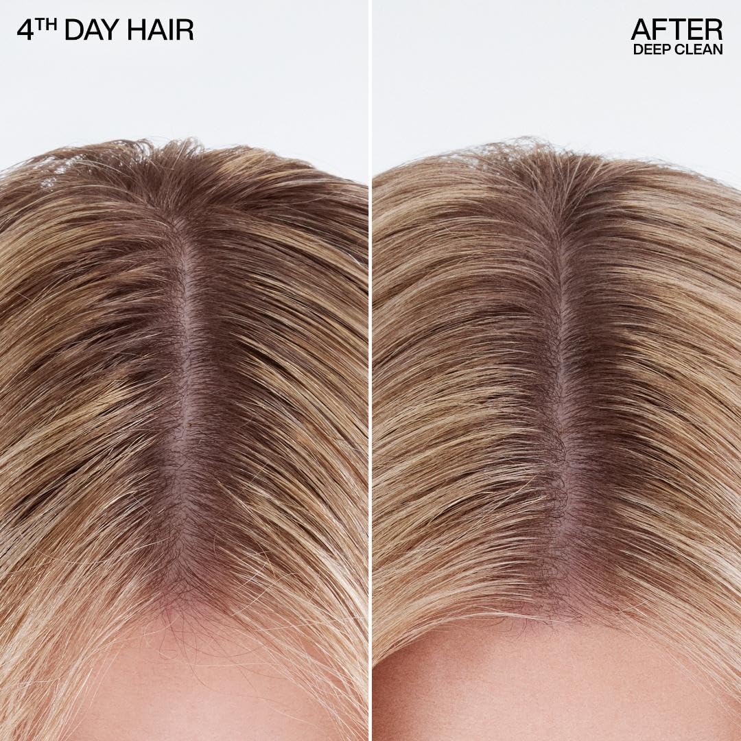 Redken deep clean dark hair before and after showing no visible residue