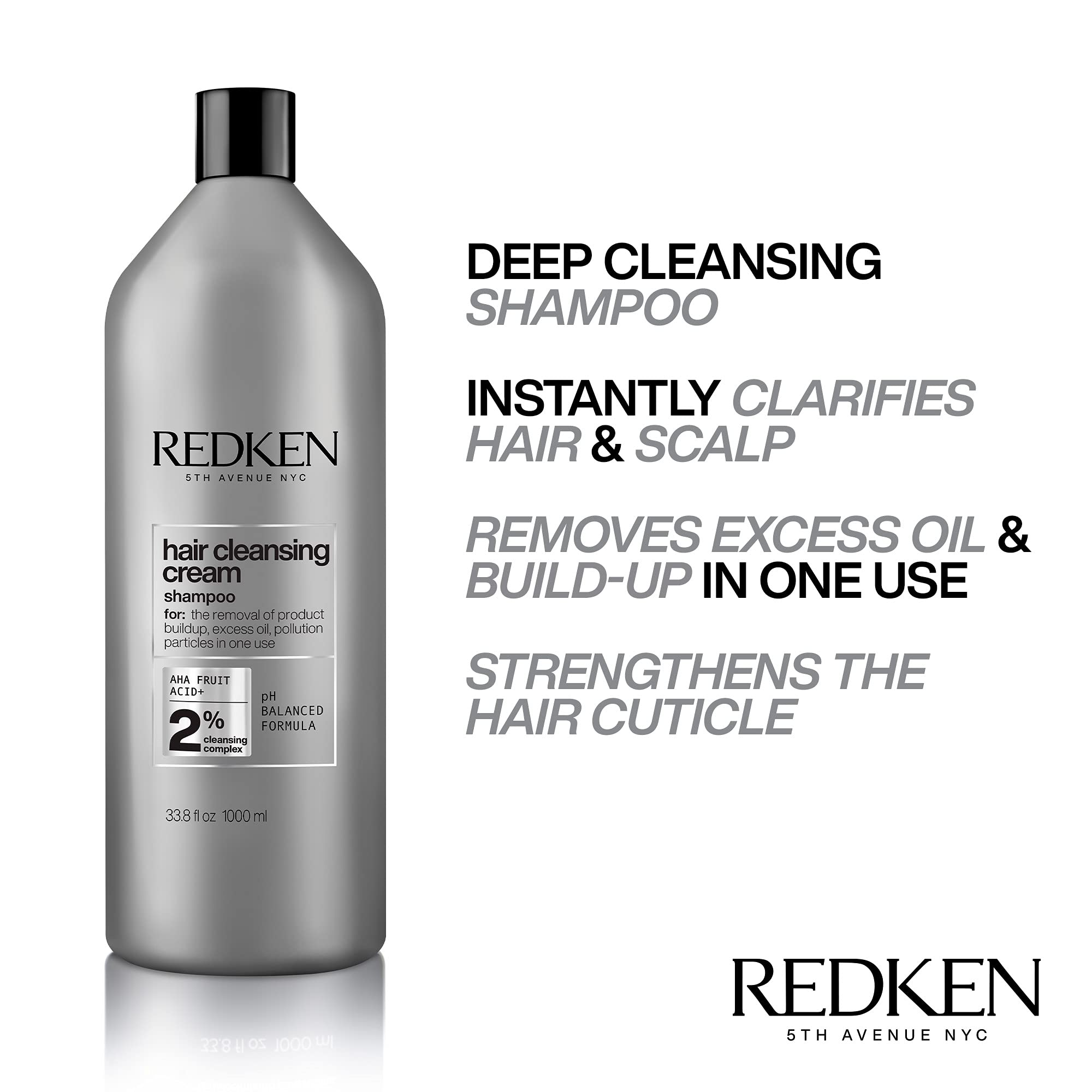 Redken bottle in hand showing 33.8 fl oz scale and value for home or salon