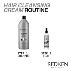 Redken cleanser lathering in shower depicting effective rinse and refreshed hair