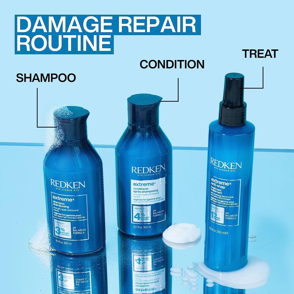 Redken Extreme Anti-Snap being applied to damp hair to reduce breakage