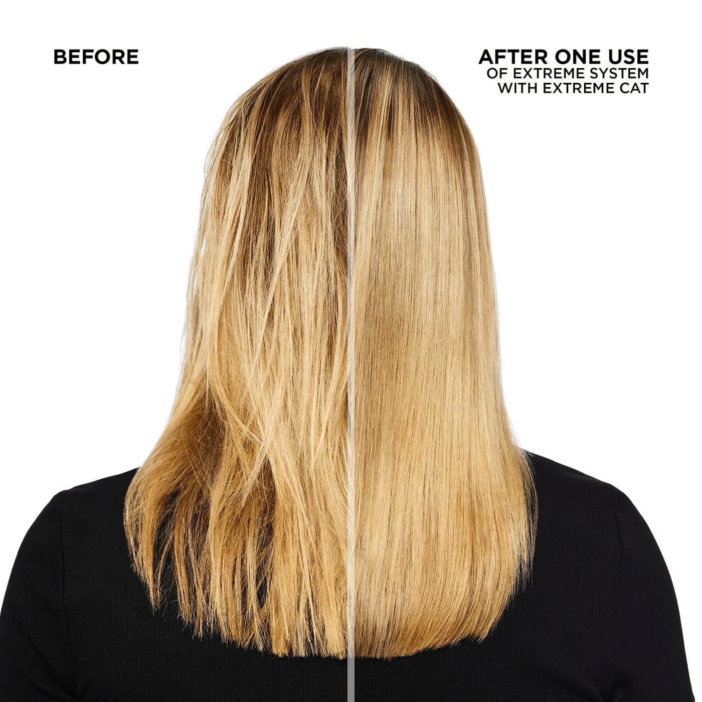 Redken Extreme CAT applied in shower on towel-dried hair, shows easy rinse-out use