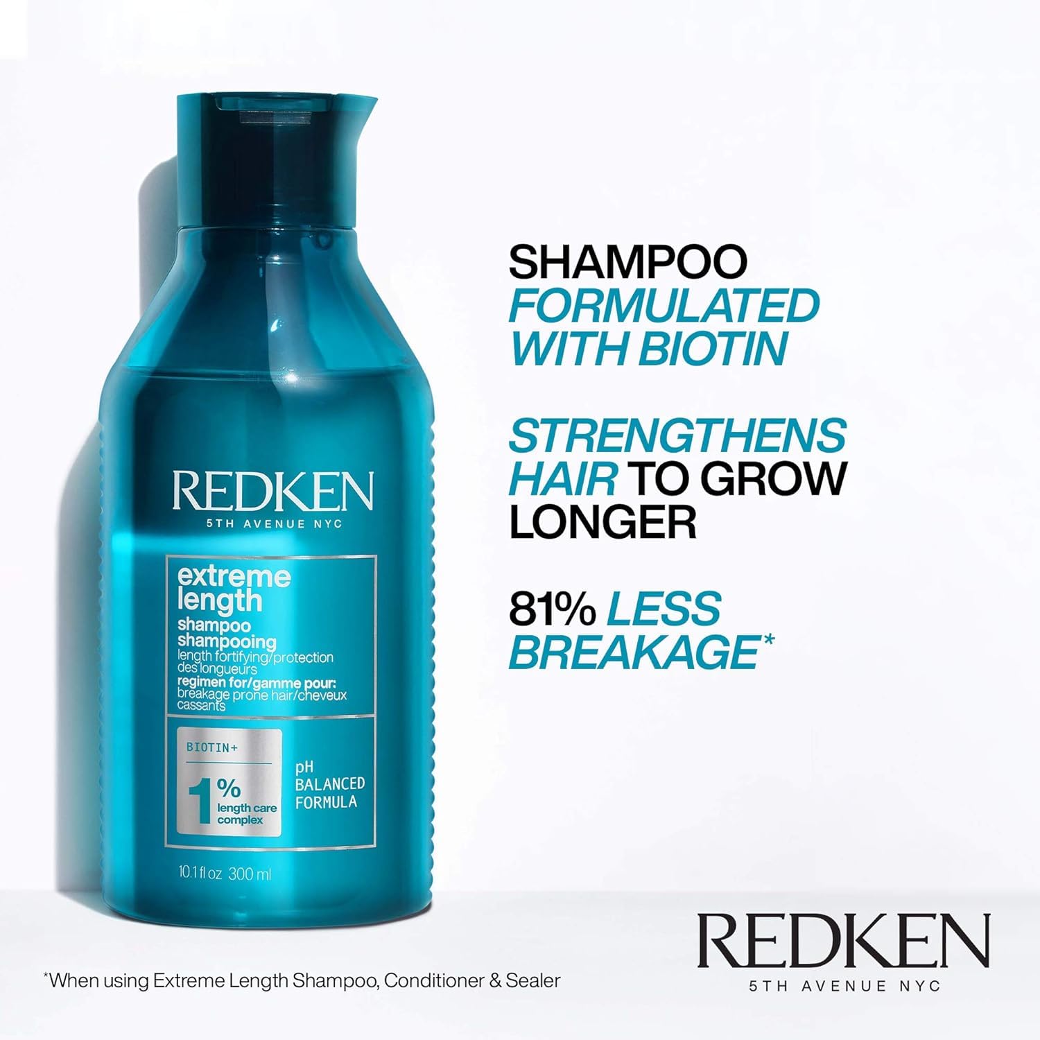 Redken Extreme Length shampoo pump detail for easy dispensing and convenience