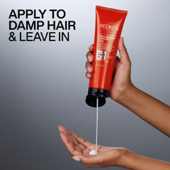 Redken Frizz Dismiss with Babassu oil visual highlighting nourishing smoothing ingredient