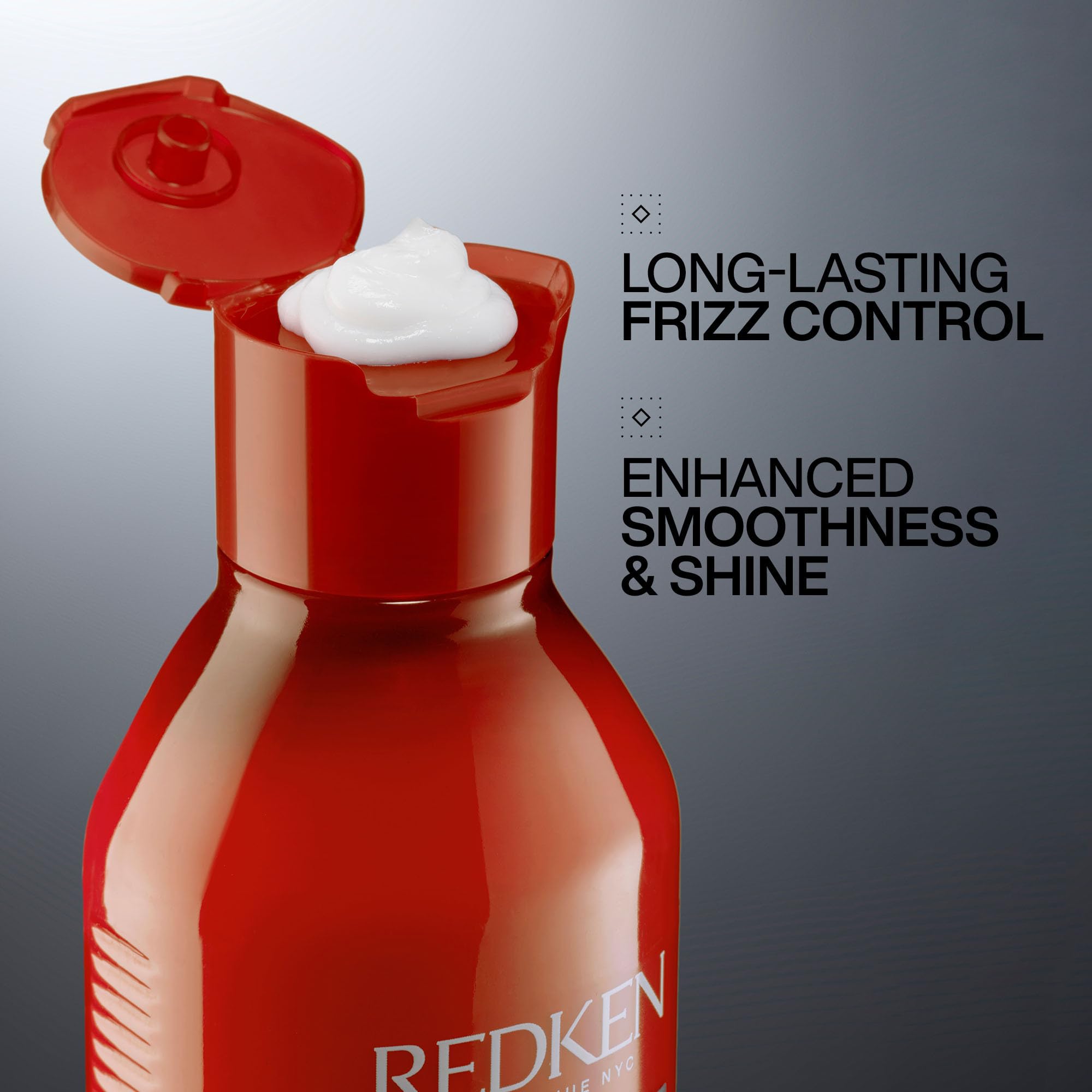 Redken pump dispenser detail for easy salon‑style application benefit