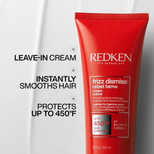 Redken Frizz Dismiss close-up texture displaying smooth cream for easy application