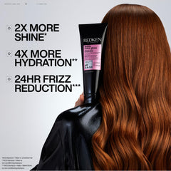 Shiny finished hair after Redken treatment showing enhanced gloss and smoothness
