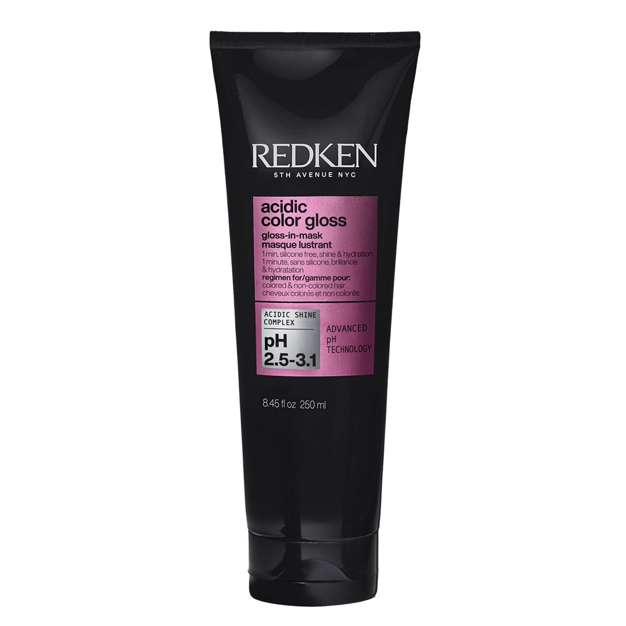Redken gloss-in-mask front jar showing product identity and quick shine benefit