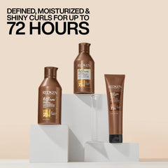 Redken Hydramelt applied to curly hair showing improved definition and reduced frizz