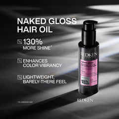 Redken Naked Gloss pump close-up highlighting easy dispensing and control