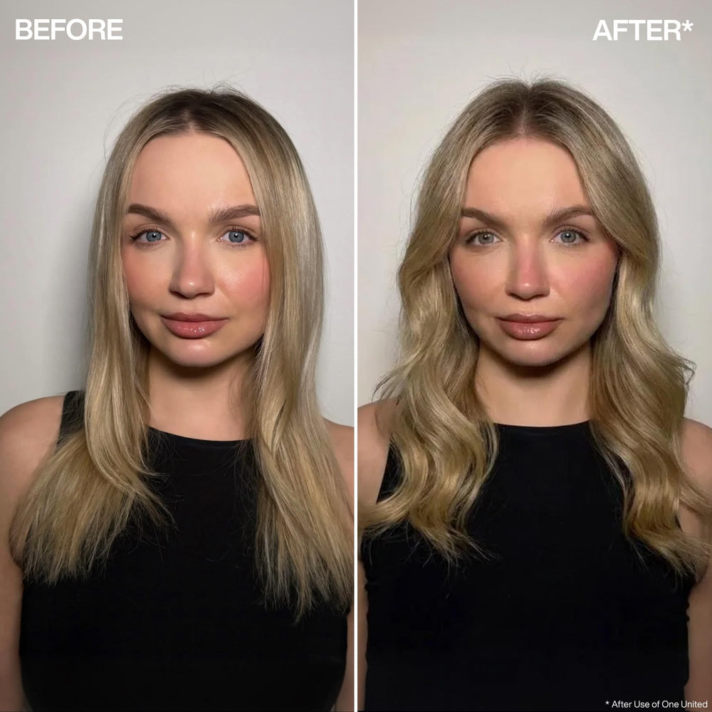 Redken One United close-up texture of mist on hair strands improving detangling and manageability