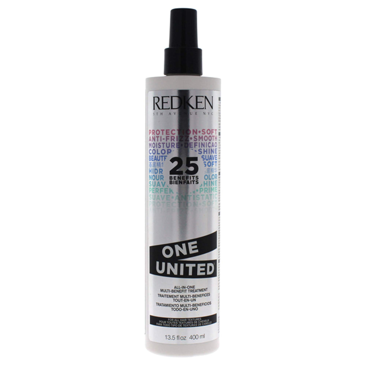 Redken One United front bottle showing packaging and easy application benefit