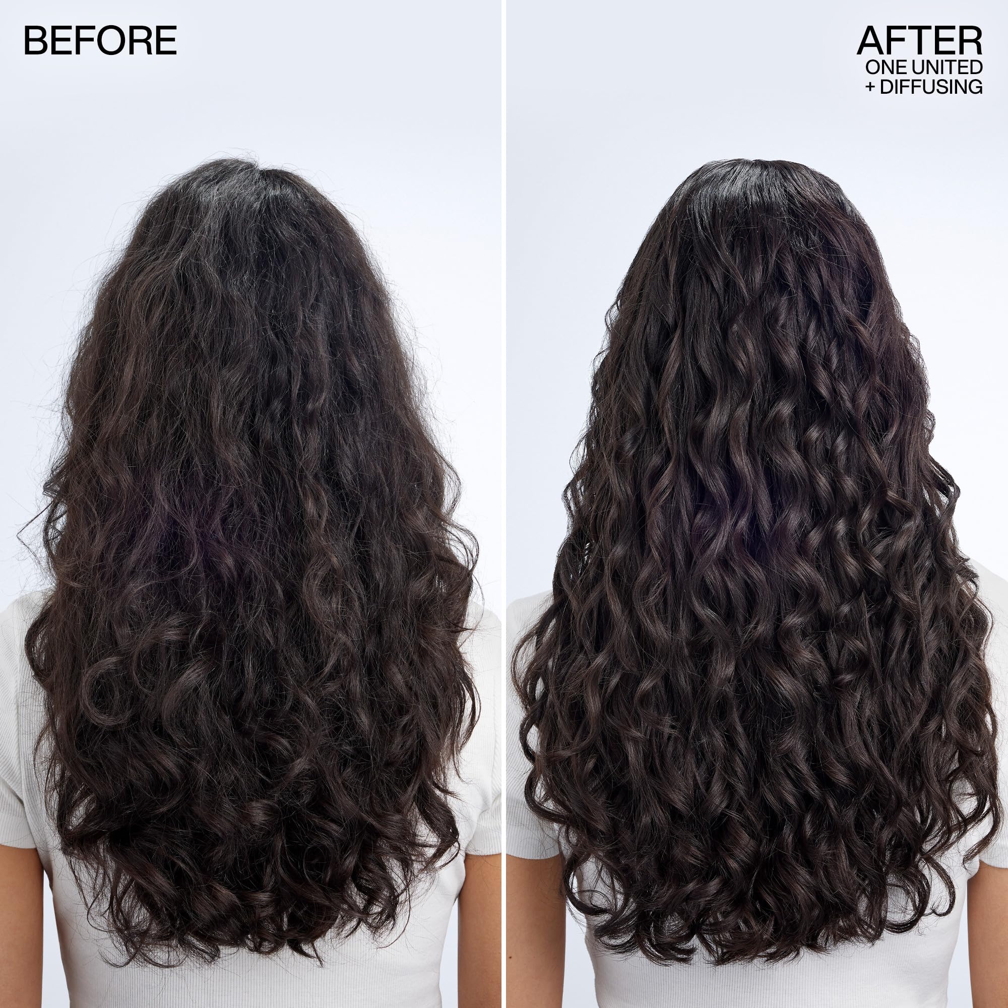 Close-up of Redken One United label emphasizing key ingredient clarity benefit