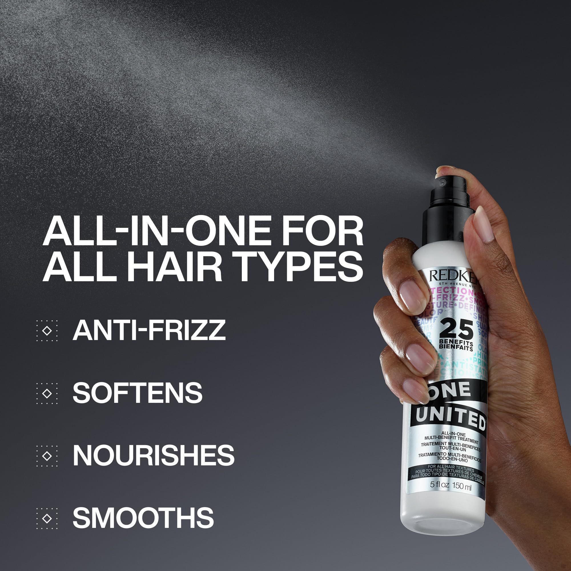 Redken One United on a dresser in lifestyle scene for streamlined routine benefit
